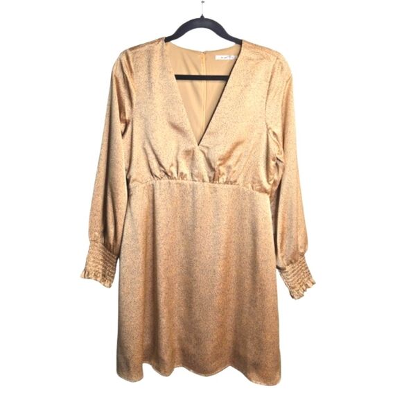 Francesca's Collections Mi Ami Satin Longsleeve Mini Dress Animal Print Size M - Picture 2 of 10